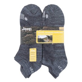 Jeep - 6 Pairs Mens Cushioned Sport Ankle Socks | For Outdoor Activties including Running Tennis Gym Athletics (6-11, Charcoal/Grey)