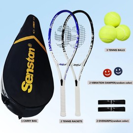Senston Tennis Rackets for Adults 27 inch Tennis Racquets - 2 Player Tennis Racket Set with 3balls,2 Grips, 2 Vibration Dampers