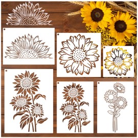 Large Sunflower Stencils Painting on Wood Wall 14.5 X 11 inch Paint for Kids Adult Art Crafts Projects Drawing Reusable Burning Pattern for Canvas Decorating (Sunflower)