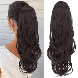 RPAEOY 66 cm Clip-In Real Hair Extensions Long Braid Ponytail Hair Extension Hair Extension Natural Clip-In Hairpiece Ponytail Synthetic Hair Braid Wig Women (Brown Black)