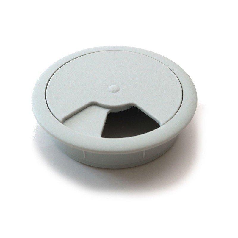 60mm Grey PC Computer Desk Plastic Grommet Table Cable Tidy