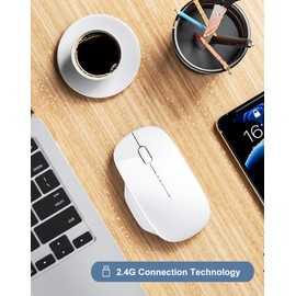 Wireless Mouse 2.4G Slim Portable Computer Mice with Nano Receiver for PC White