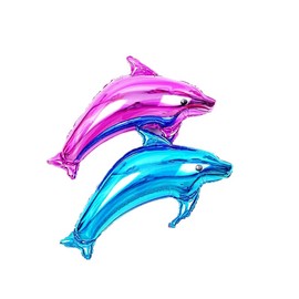 YOVEKAT 10pcs Large Dolphin Foil Balloons for Kids Sea Themed Party Kids Birthday Party Baby Shower Wedding Party Decoration