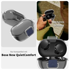New Bose QuietComfort Earbuds, One Piece TPU Case Cover with Cleaning Pen, Lanyard & Key Chain, Shock/Scratch Protection, Precise Cutouts (Clear)