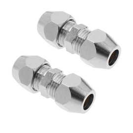 VGOL 2 x 6 mm Double Sleeve Pipe Fitting Straight Compression Fitting Adapter Nickel-Plated Copper Air Conditioning Pipe Coupling Adapter