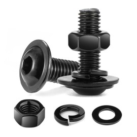 M8 x 16mm Flanged Button Head Socket Cap Screws Bolts, Nuts, Flat & Lock Washers, 20Pcs 18-8 (304) Stainless Steel, Fully Threaded, Black Oxide by SG TZH (with Hex Spanner)