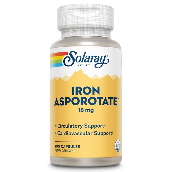SOLARAY Solaray Iron Asporotate Capsules, 18mg | 100 Count