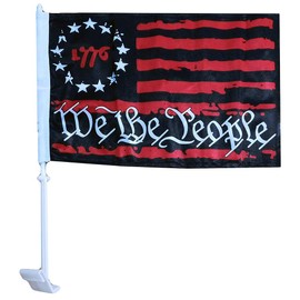 Wholesale Lot of 12 Betsy Ross 1776 We The People Black & Red Rough Tex Knit Nylon Double Sided 12x18 12"x18" Car Vehicle Flag