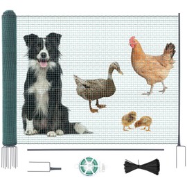 Non Electric Fence Netting 40" x164', Boundary Fence with Double Spiked Posts, Portable Poultry Fence All-Purpose Fencing for Dogs, Chickens, Ducks, Turkeys Suitable in Backyard, Garden, Farm