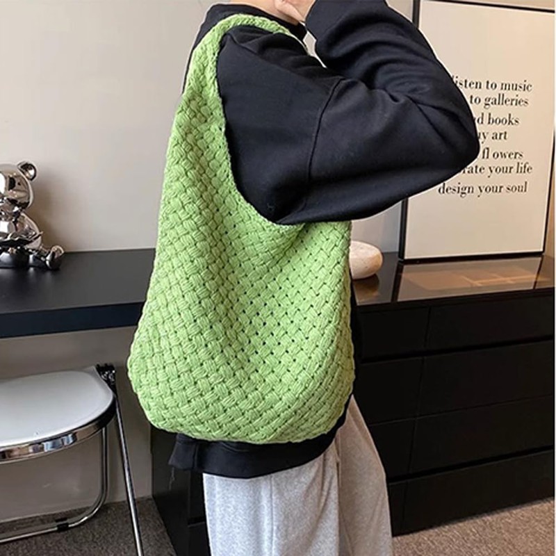 Clapoyis Large Capacity Knit Tote Bag, Shoulder Bag, Knitting, Crochet,