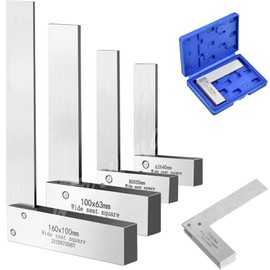 Machinist Square Set 2, 3, 4, 6 Inch, Atarvana Mechanical Steel High Precision Squares, Harden Carbon Steel, 90 Degree Wide Base, L-Type Right Angle Ruler Tool for Woodworking