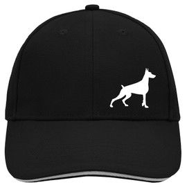Huuraa Cap Hat Doberman Silhouette Gift Doberman Gift Idea, Black/Light Grey, Unit size
