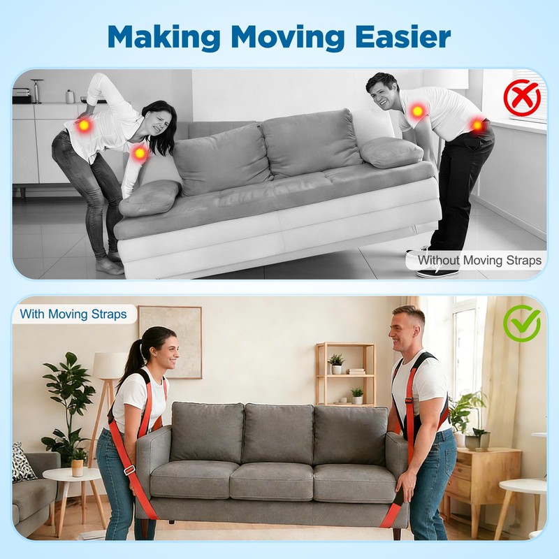 NOCOEX 2-Person Moving Straps for Lifting - Shoulder Lifting and