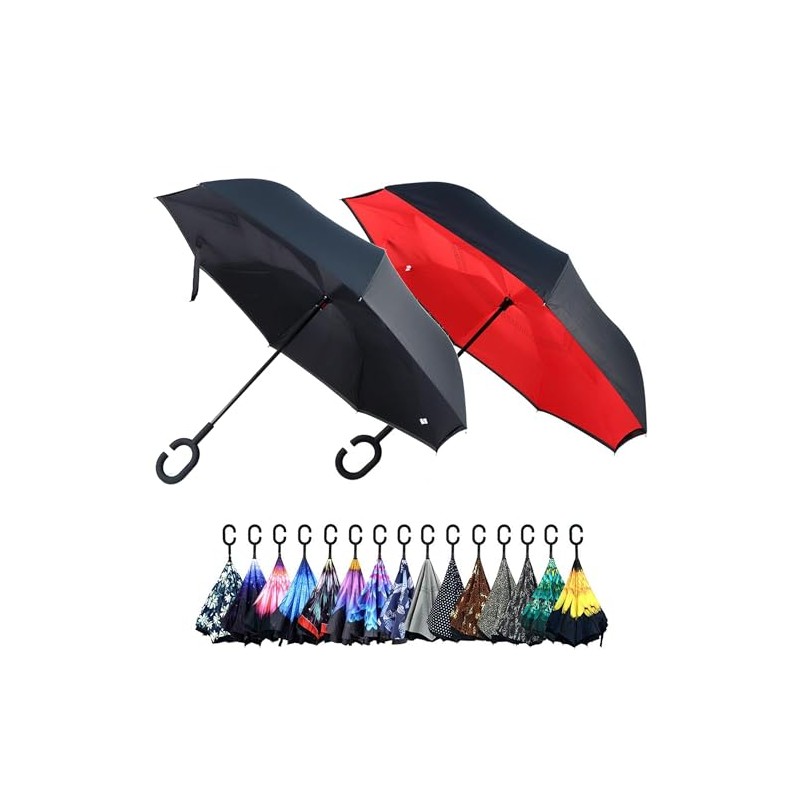 Parquet Purple and Blue Flower Double Layer Inverted Umbrellas -