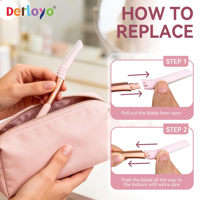 Eyebrow Razor and Face Razor for Women, Reusable Metal Handle
