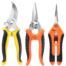 DNACHEW 3-Pack Stainless Steel Pruning Shears, Pruning Snips and Clippers for Gardening