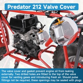 EOPOAYI 212cc Valve Cover Compatible with Predator 212 Non Hemi 196cc 224cc 69730 69736 GX160 GX200 6.5hp OHV Clone Engine Coleman Mini Bike CT200U BT200X Go Kart Parts with Pulse Fitting Silver