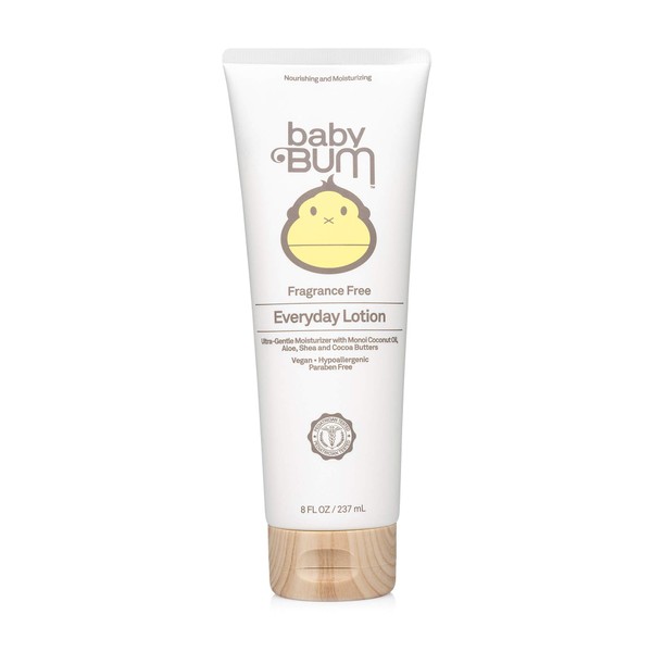 Baby Bum Everyday Lotion | Moisturizing Baby Body Lotion for Sensitive Skin with Shea and Cocoa Butter| Fragrance Free| Gluten Free and Vegan | 8 FL OZ (Pack of 1)