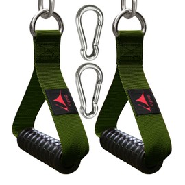 Vigoog Heavy Duty Gym Exercise Handles Attachment for Cable Machine,Resistance Band,Pulley System Home Fitness Workout Equipment, with Elastic Rubber Grip and 2 Large Carabiners (Green)