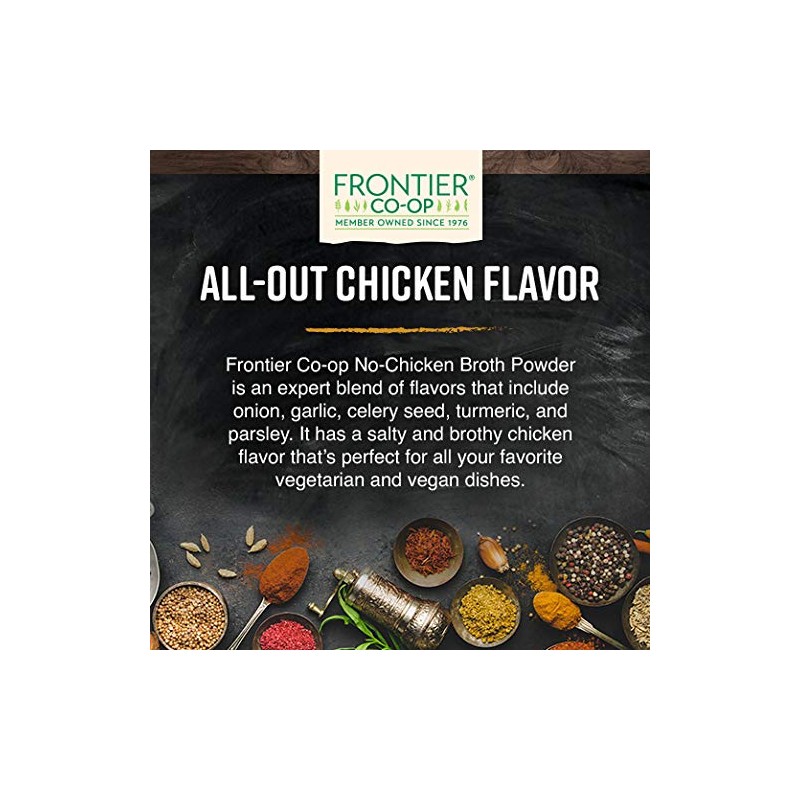 Frontier Co-op Vegetarian Broth Powder, 1lb - Vegan, No-Chicken, Veggie