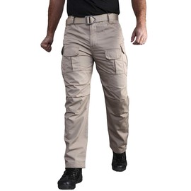 CARWORNIC Gear Men's Tactical Cargo Pants Waterpoof Lightweight Rip Stop EDC Military Combat Trousers (34W x 32L, Khaki-2)