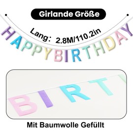 G2PLUS Already Sewn Happy Birthday Garland, Happy Birthday Garland, Reusable, Non-Woven Birthday Garland Macaron, 2.8 m Happy Birthday Bunting for Children, Adults