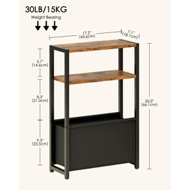 Apetaccat Narrow Side Table End Table, 3-Tier Side Table with Storage Bag, Narrow Nightstand for Small Spaces, Bedside Table for Living Room, Bedroom, Rustic Brown