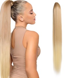 Blonde Hair Extensions Long Straight - Ponytail Extension 36 Inch Drawstring Hair Extension Synthetic Hairpieces for Women 3210