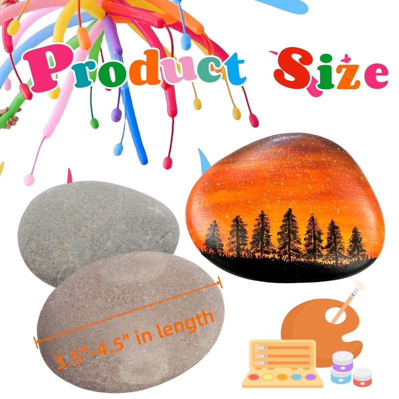 Lifetop 15PCS Large Rocks for Painting,DIY Rocks 3.5"-4.5" Flat &