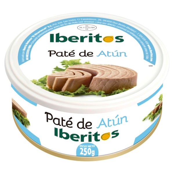 Iberitos - Lata de Auténtico Paté de Atún | Ideal para Desayunos y Meriendas - Apto para Celiacos - Contiene 250 g
