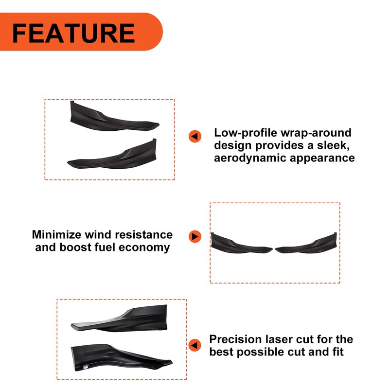 ECOTRIC Front Bumper Spoiler Lip Compatible with 2014-2015 Honda Civic