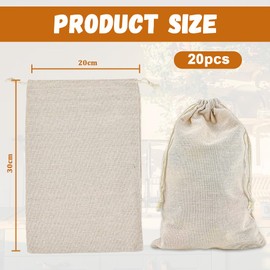 SLTAXAR Cotton Bag for Filling Cotton Bag with Drawstring Fabric Bag with Drawstring Jute Bag Fabric Bag Large Cotton Bag for Christmas Gift, Brown 2