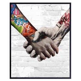 Love Wall Decor Inspirational Gifts - Graffiti wall Art, Inspirational Wall Art - Holding Hands Romantic Decorations - Trendy Bedroom Decor for Women, Cool Wall Decor- Modern art, Aesthetic Room Decor