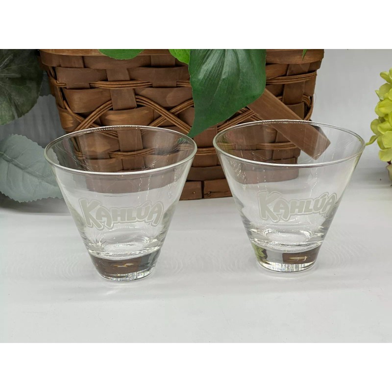 Kahlua 2 Kahlua Coffee Liqueur 8 oz Glasses Etched Logo