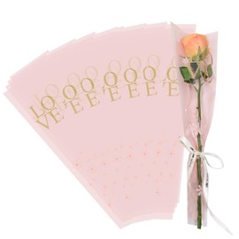 L7HWDP 30 PCS Single Rose Sleeve Bouquet Bags Plastic Single Flower Wrapping Rose Packaging, For Weddings, Birthdays, Anniversaries, Valentine's Day, Mother's Day, Father's Day, Graduations (Pink)