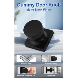 Probrico Bulk Dummy Door Knobs Interior 10 Pack, Matte Black Round Ball Door Handles for Closet, Modern Single Sided Dummy Door Knobs Without Key