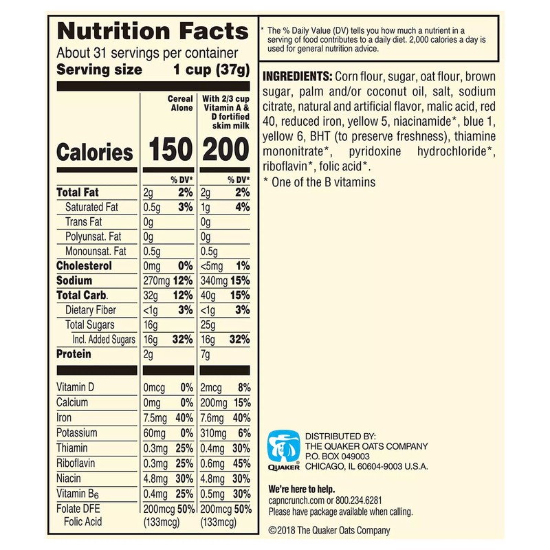 CAP'N CRUNCH SWEETENED CORN & OAT CEREAL, VARIETY PACK (2,