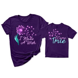 Mother's Day I Made A Wish I Came True Mom and Me Toddler Girl T-Shirt Purple