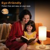 Small Bedside Table Lamp with AC Outlet, Natural Wood Base
