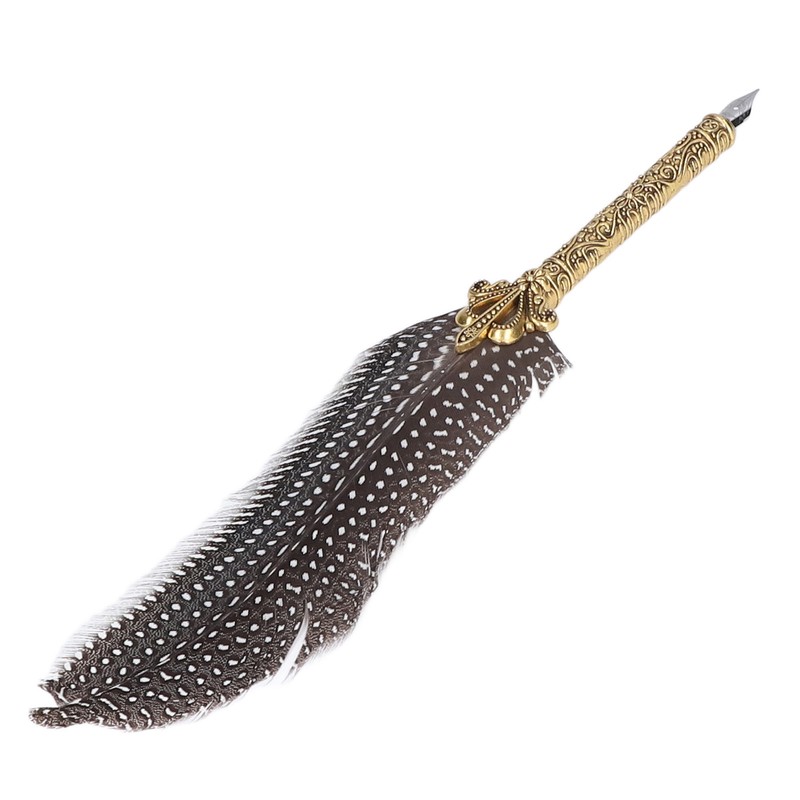 Feather Pen Exquisite Pattern Quaint Texture Comfortable Grip Stainless Steel