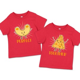 Mac and Cheese Baby Outfit Matching Twin Toddler T-Shirts 4T Red