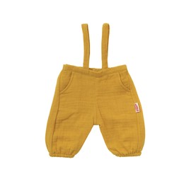 Heless 1415 Doll Clothes Made of 100% Organic Cotton, 2-Piece Set with Dungarees in Honey Yellow and White T-Shirt for Dolls and Cuddly Toys Size 28 - 35 cm