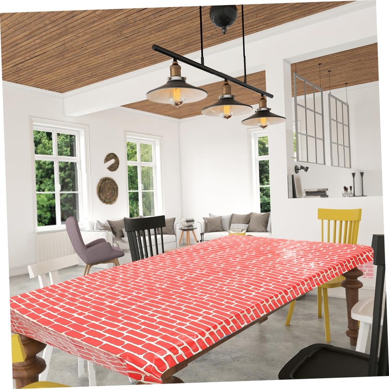 WOONEKY Brick Wall Christmas Tablecloth Set Picnic Table Cover Pe