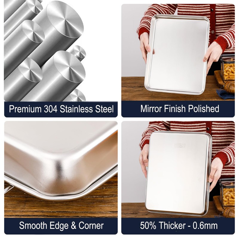 HYTK Small Cookie Baking Sheet Pans Stainless Steel 304 Tiny