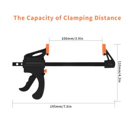 4 Pcs Quick Grip Clamps, 4 Inch Woodworking F Clamps, Ratchet Bar Clamps, Quick Release Clips, One Handed Clamps for Woodwork, Handmade Craft, DIY, Clamping