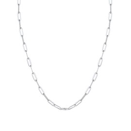 PROSILVER Dainty Sterling Silver Paperclip Chain Necklace Stackable Necklaces for Women