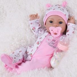 Aori Lifelike Reborn Baby Dolls Realistic Baby Girl Dolls 18 '' Newborn Baby Girl with Pink Doll Clothes for Girls 3+