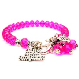 ChubbyChicoCharms Hot Pink Crystal Sisters are The Perfect Best Friends Bracelet