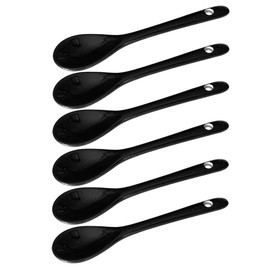 Albedel 6 pcs Porcelain Egg Spoons Ceramic Spoons 5 inch Coffee Dessert Yogurt Tea Milky Tea Black