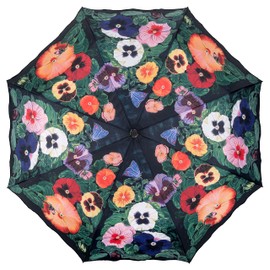 VON LILIENFELD® Folding Pocket Umbrella Automatic Lightweight auto open Telescopic Motif Flowers Women Pansies